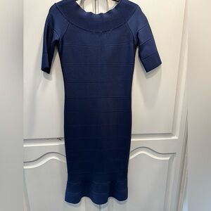 Herve Leger Navy Bandage Midi Dress